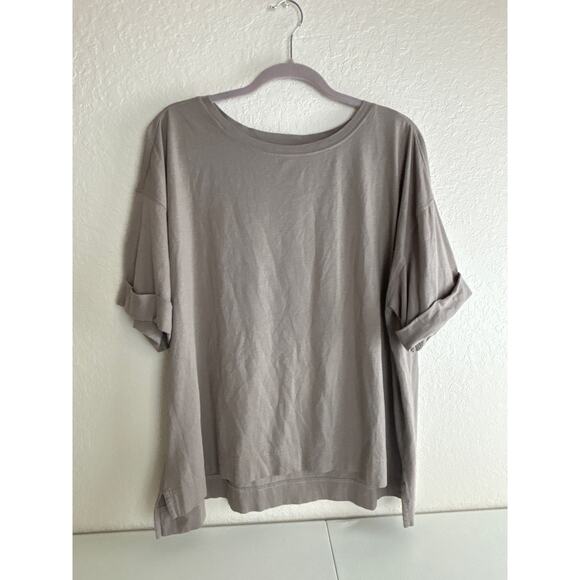Logo Principles Tops - Logo by Lori Goldstein Taupe Short Cuffed Sleeve T-shirt Modal Blend Size XL